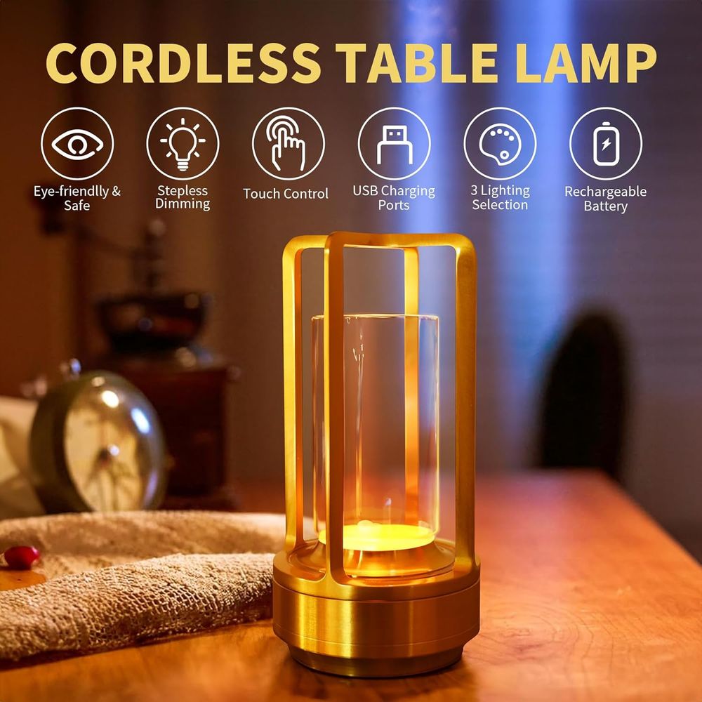 HOCC Portable Metal Desk Lamp (Gold)