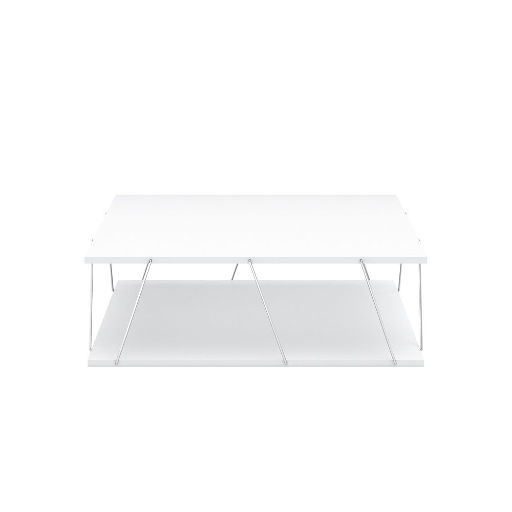 Tars Modern Coffee Table for Living Room White Chrome
