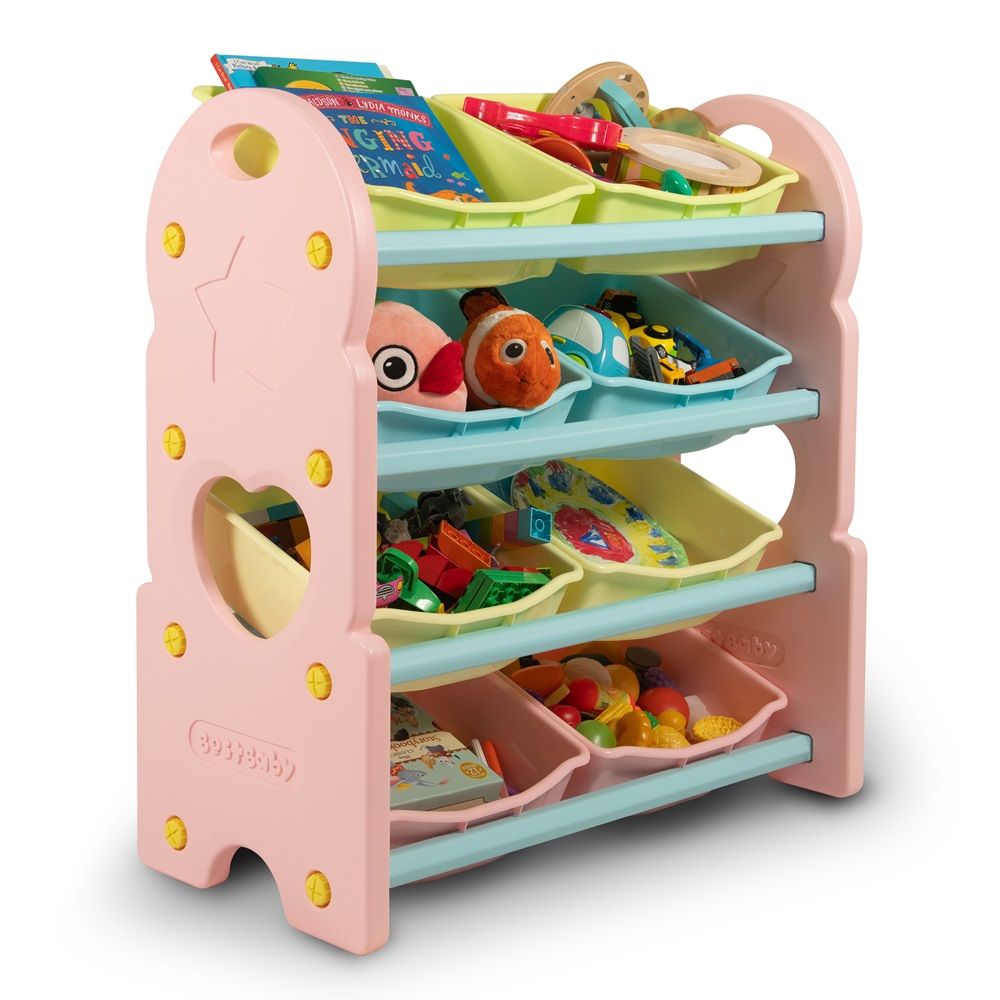 Multi-Bin Toy Organizer Pink/Yellow/Blue