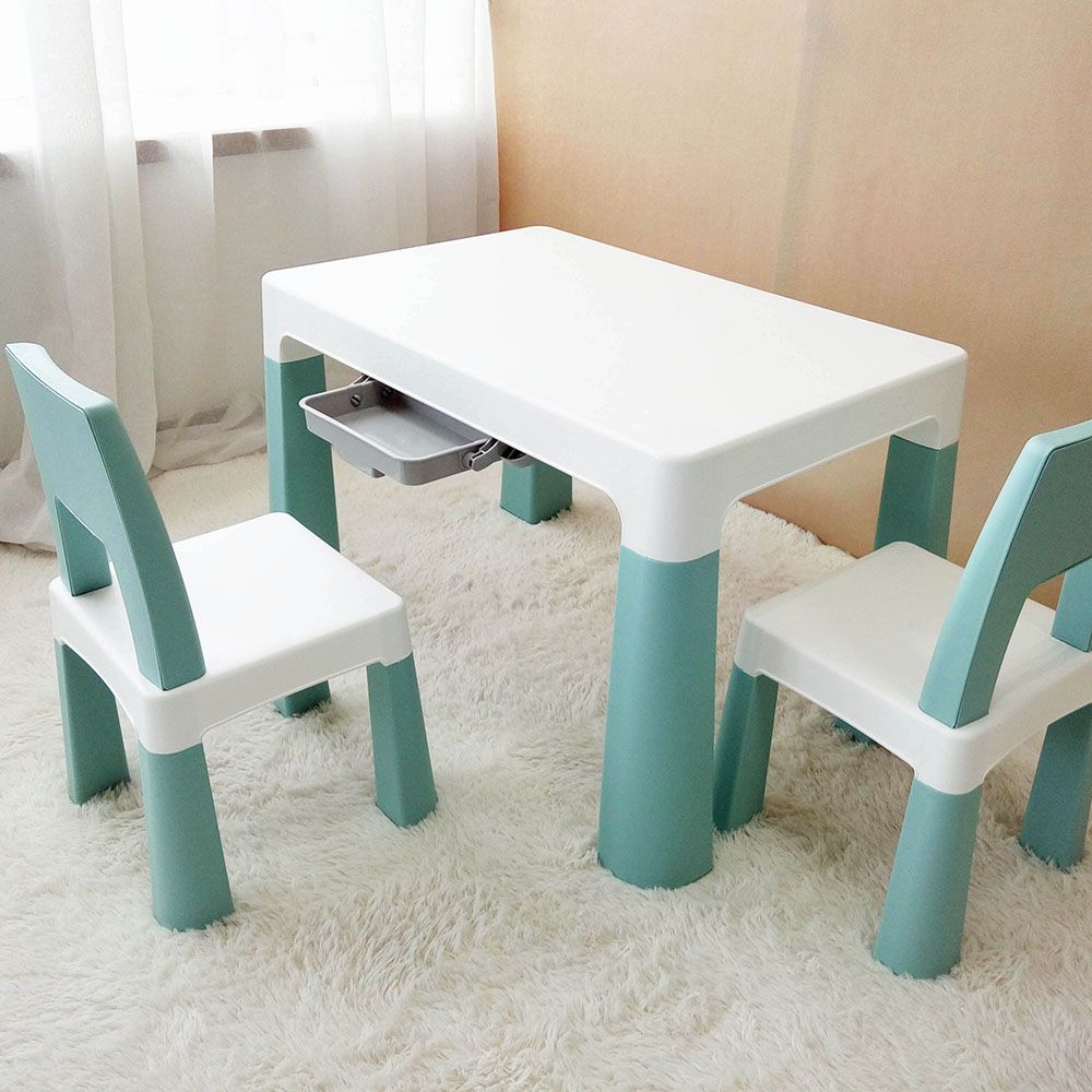 Multi Functional Early Learning Study Table Chair Set White/Teal