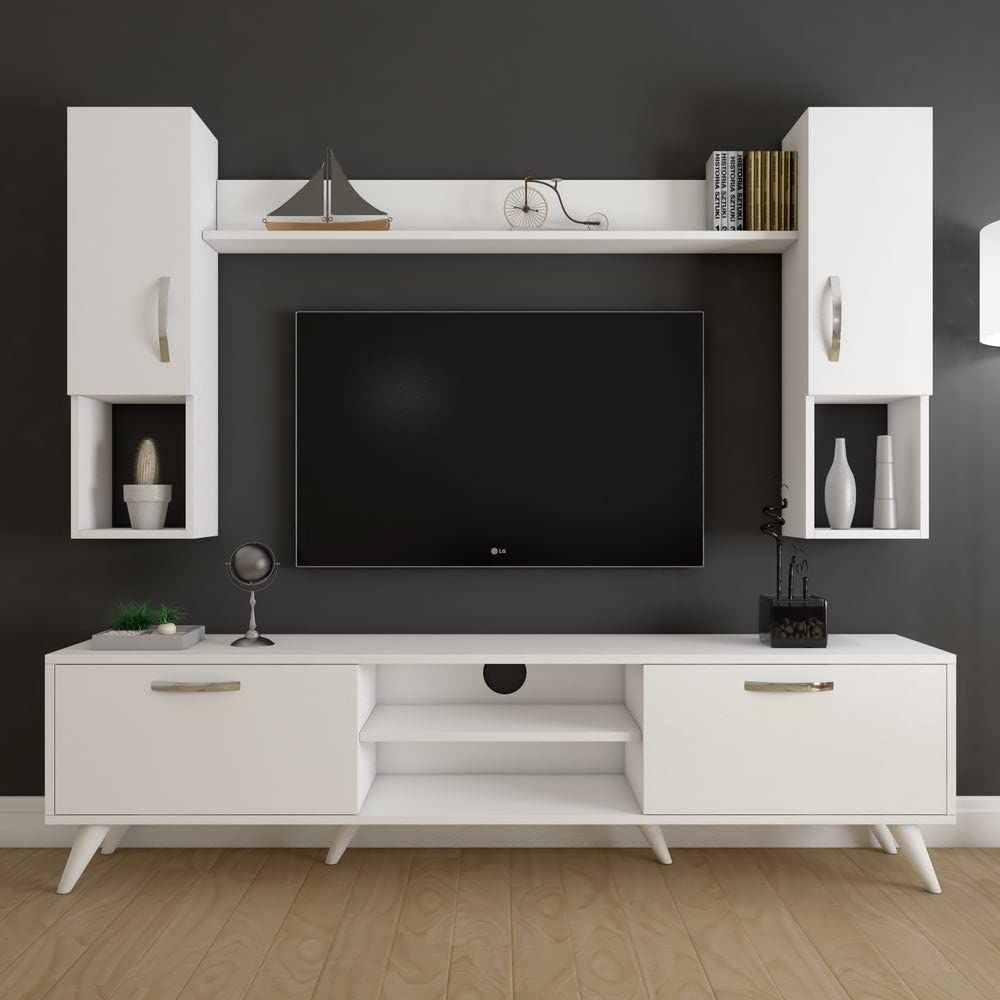 White tv 2024 stand bookshelf