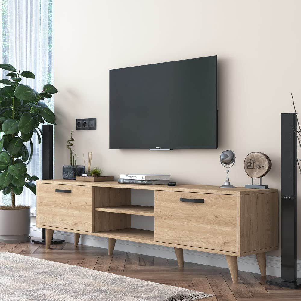 Contemporary oak shop tv unit