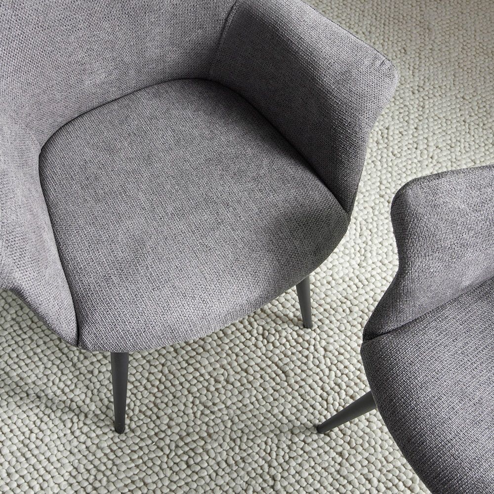 Pari SET of 2 Arm Chairs Dark gray fabric-leg black metal