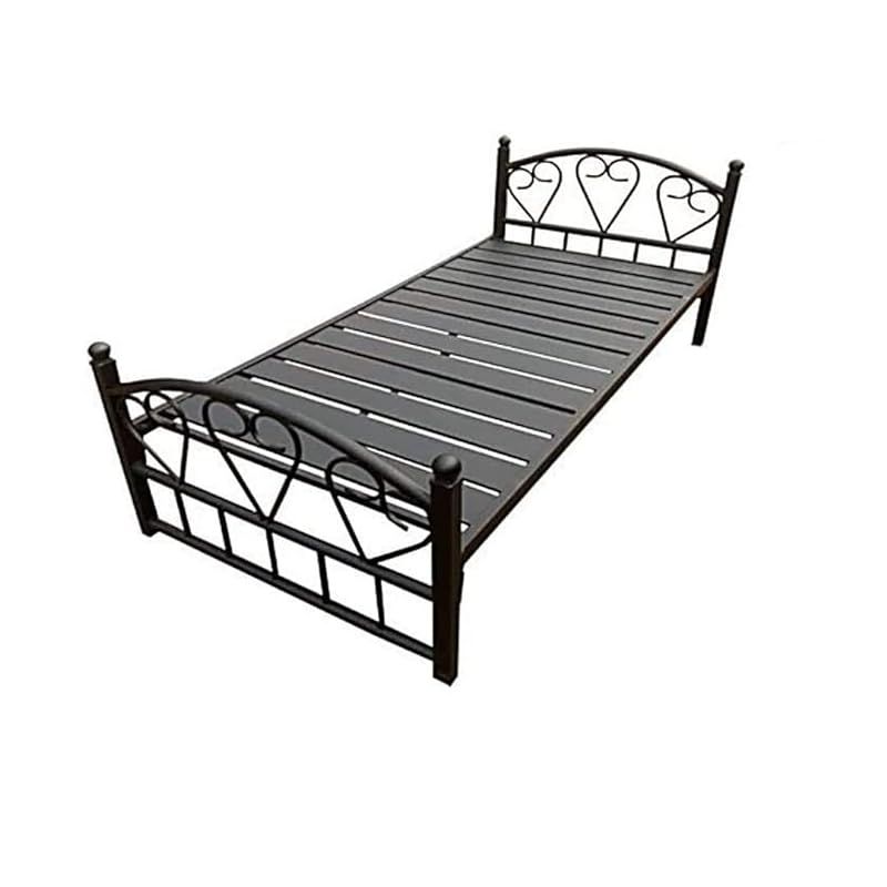 Buy Metal Frame Bed with Wooden 4Legs Single Dimension 90x190