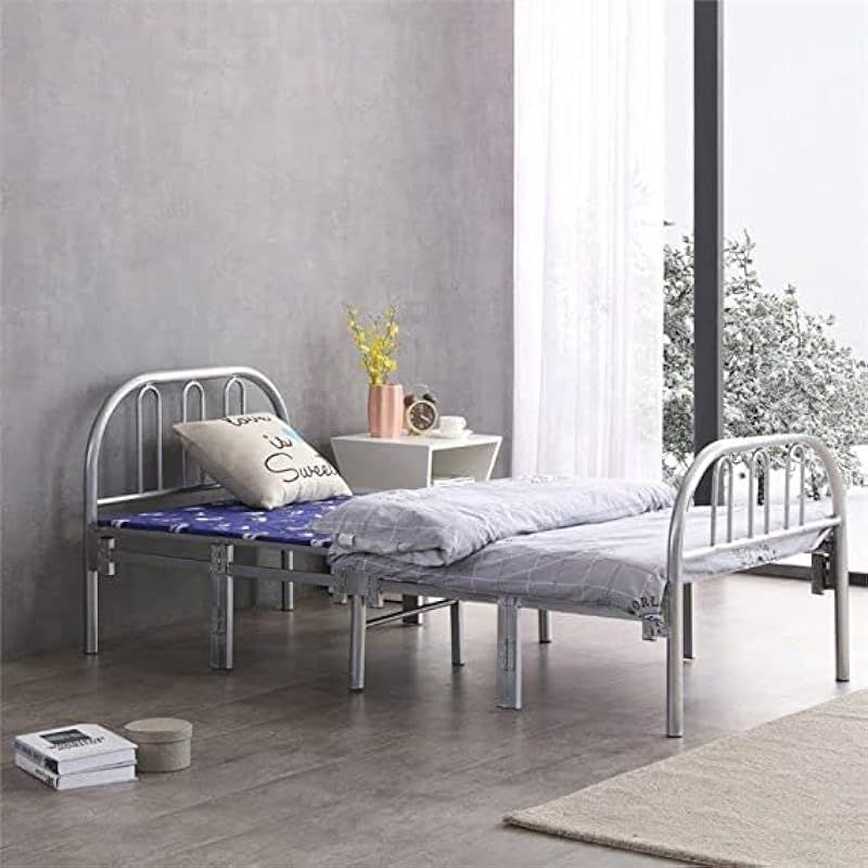 Folding Bed, Portable Single Folding Bed Heavy Duty Steel Frame Silver With Folding Medicated Mattress Model - KFB25