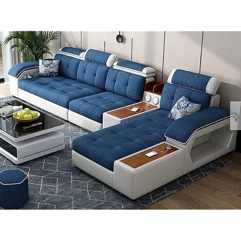 L shaped blue deals couch