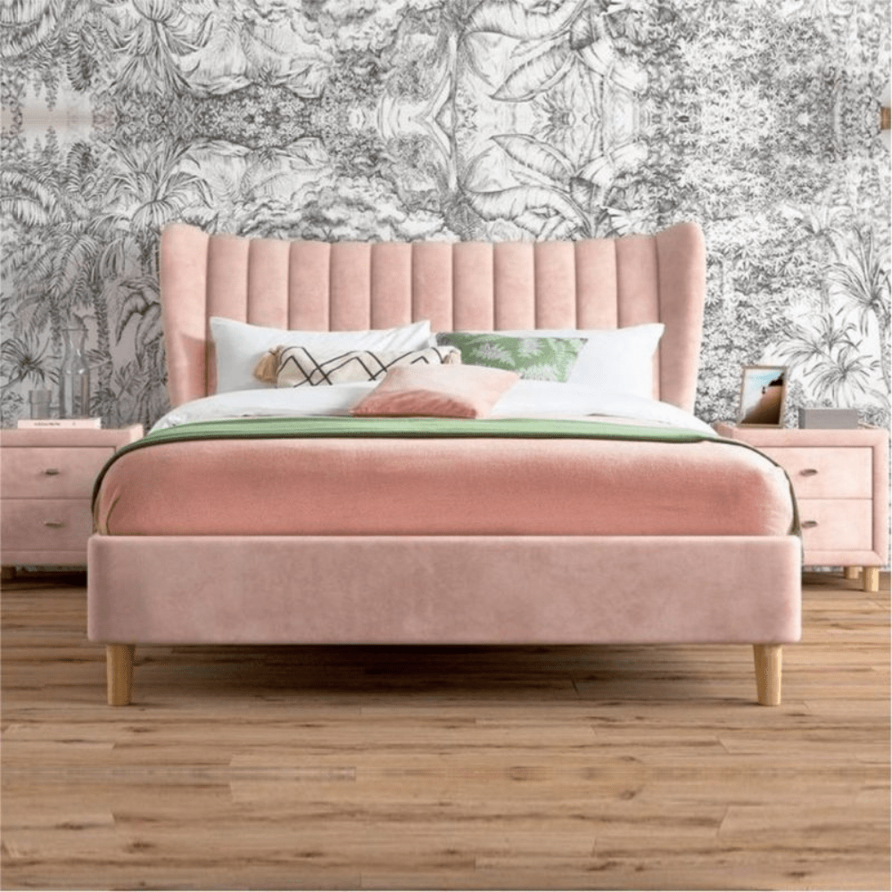 Blush velvet store bed