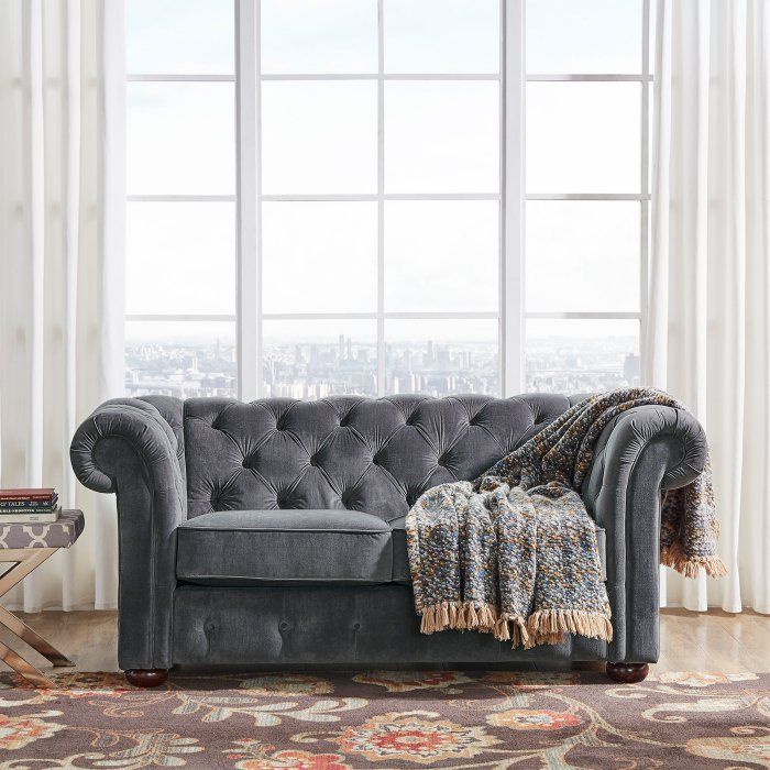 2 seater deals velvet chesterfield sofa