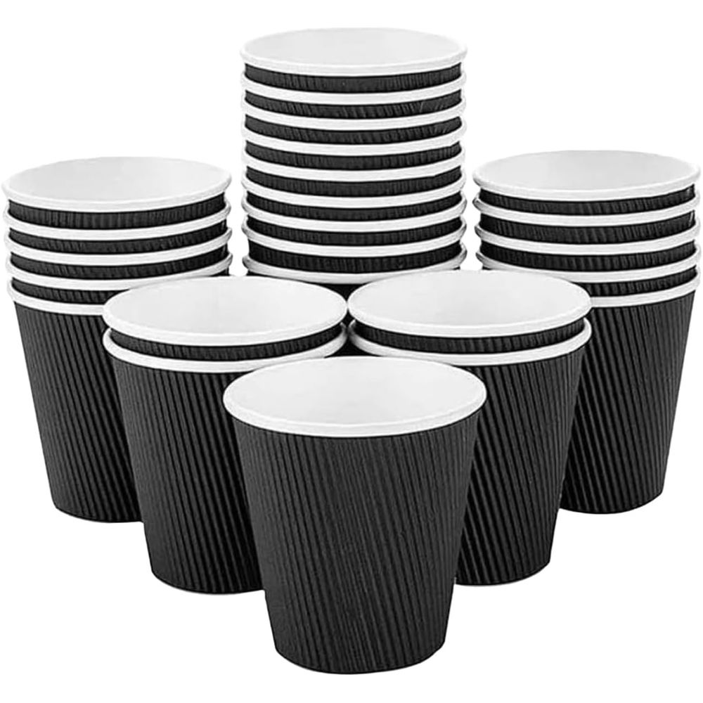 Buy Disposable Heavy Duty Coffee Paper Cups| Black Ripple Cups Durable ...