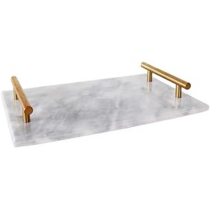 White Organizer Tray With Golden Handles Size 28X20X2Cm