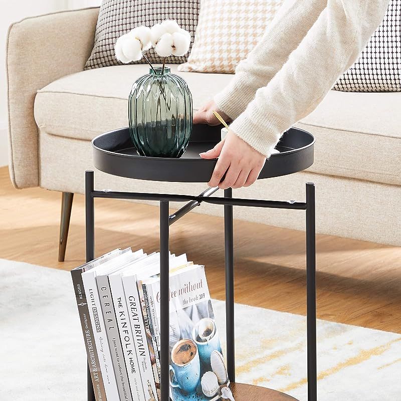 Black metal deals round side table