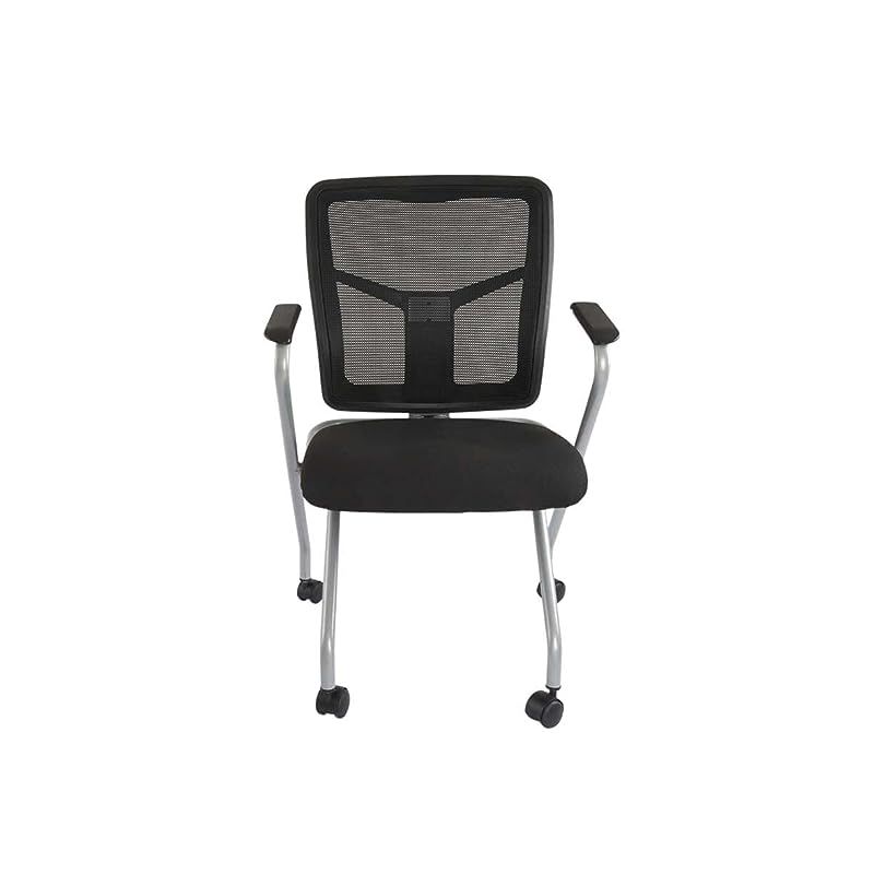 Aura 840NSF Black Ergonomics Folding wheel Chair Computer Chair, Back Rest Chair Visitor Conference Chairs, Heavy Duty Steel Chair, Folding Guest Chair, Home Office Student Study Chair Black