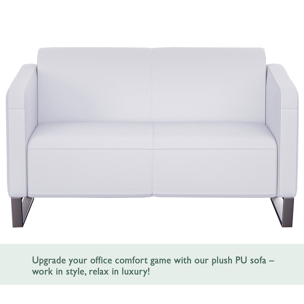 Buy Mahmayi 2850 Two Seater Sofa in White PU Leather with Loop Leg Design Comfortable Lounge Seat for Living Room Office or Bedroom 2 Seater White Loop Leg Online Danube Home UAE