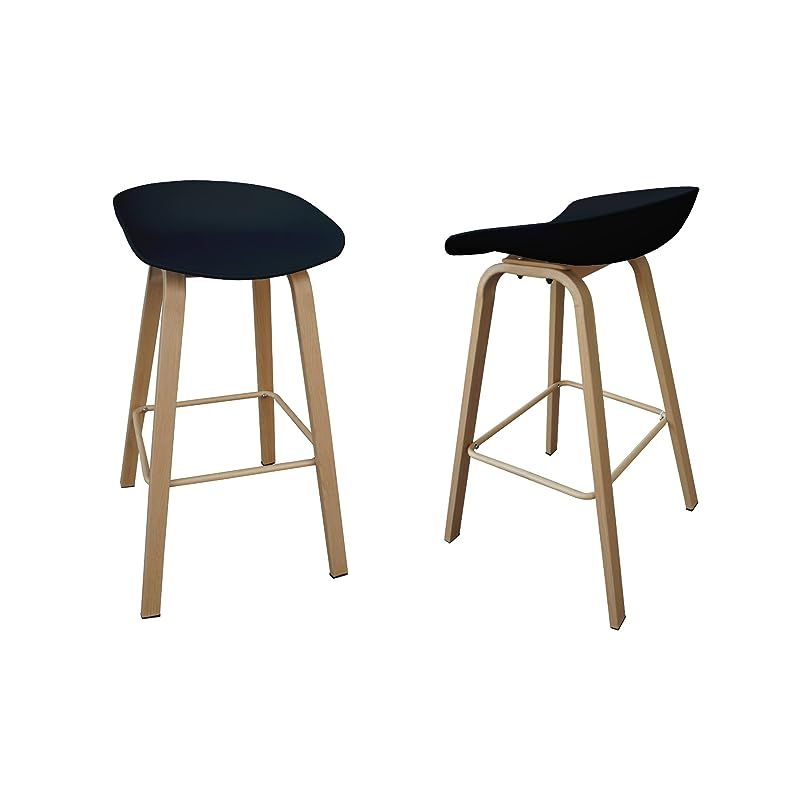 Style Seat Height Bar Stool | Bar Chair for Dining Breakfast Kitchen Stool - Black