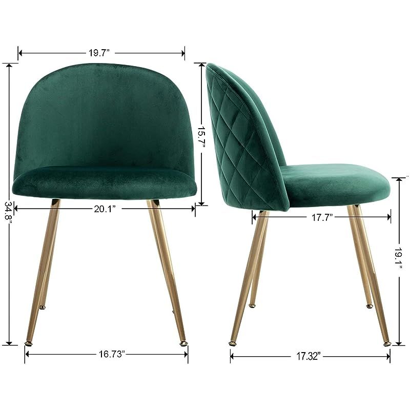 HYDC020 Dining Chairs, Modern Kitchen Chairs Velvet Upholstered Accent Leisure Chairs for Living Room &amp; Dining Set, Green (Pack of 4)