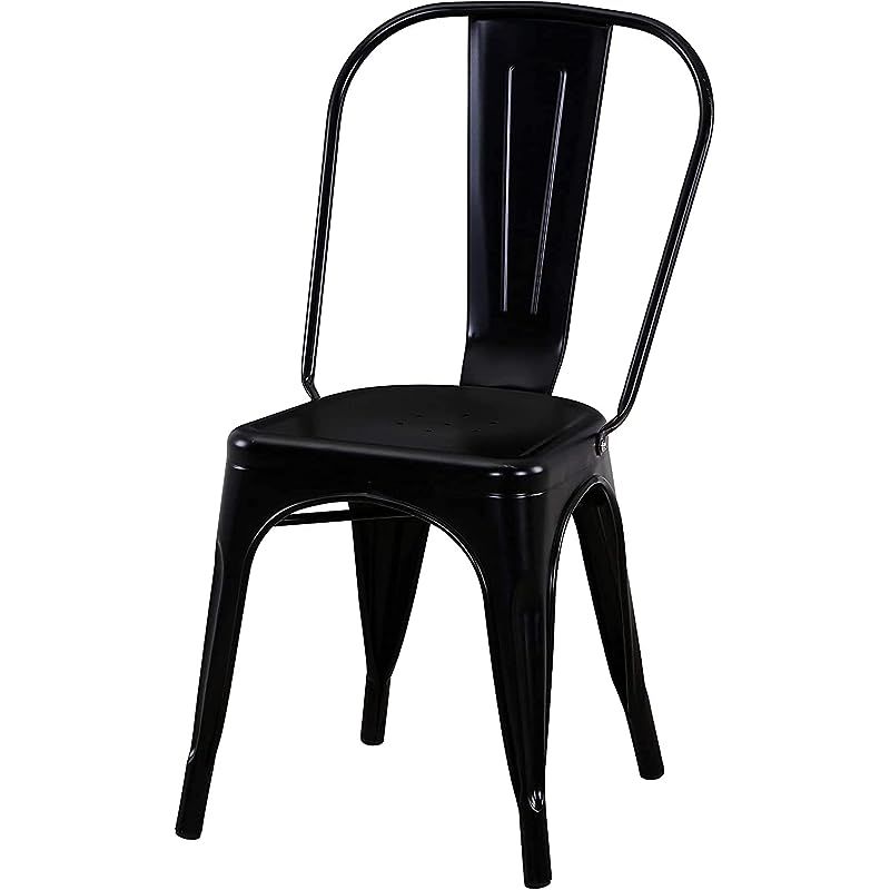 Mahmayi HYX503-1 Metal Stackable Dining Chairs for Indoor, Outdoor & Kitchen Chair - Black