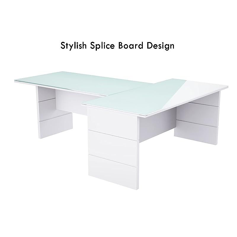 L shaped shop white desk