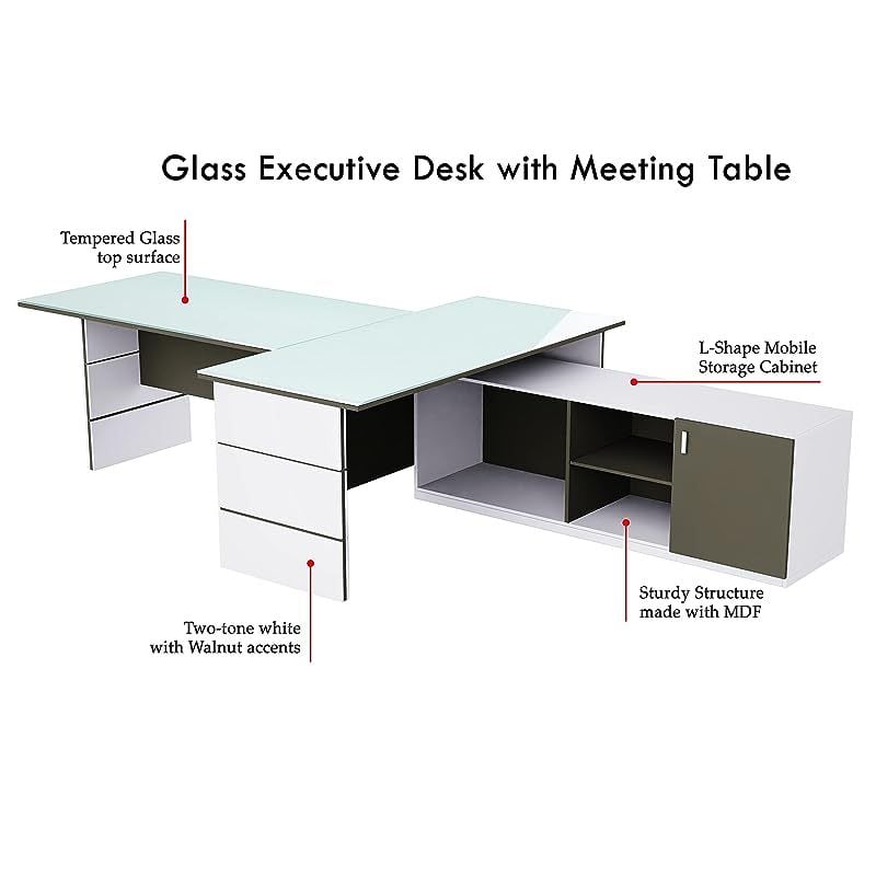 Glass desk shop with storage