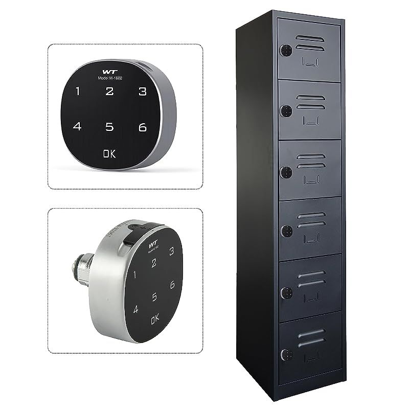Modern 6 Door Locker with Digital Lock Storage Strong, Safe and Durable Privacy Door Locker, Documents, Cash, Jewelry Safety for Home, Garage, Hotel, Office - Black