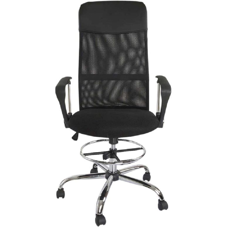 Mahmayi Executive Mesh Office Chair, Ergonomic Height Adjustable Swivel Desk Chair with Lumbar Support Backrest for Computer Workstation Home Office - Black (With Draft Kit, High Back)