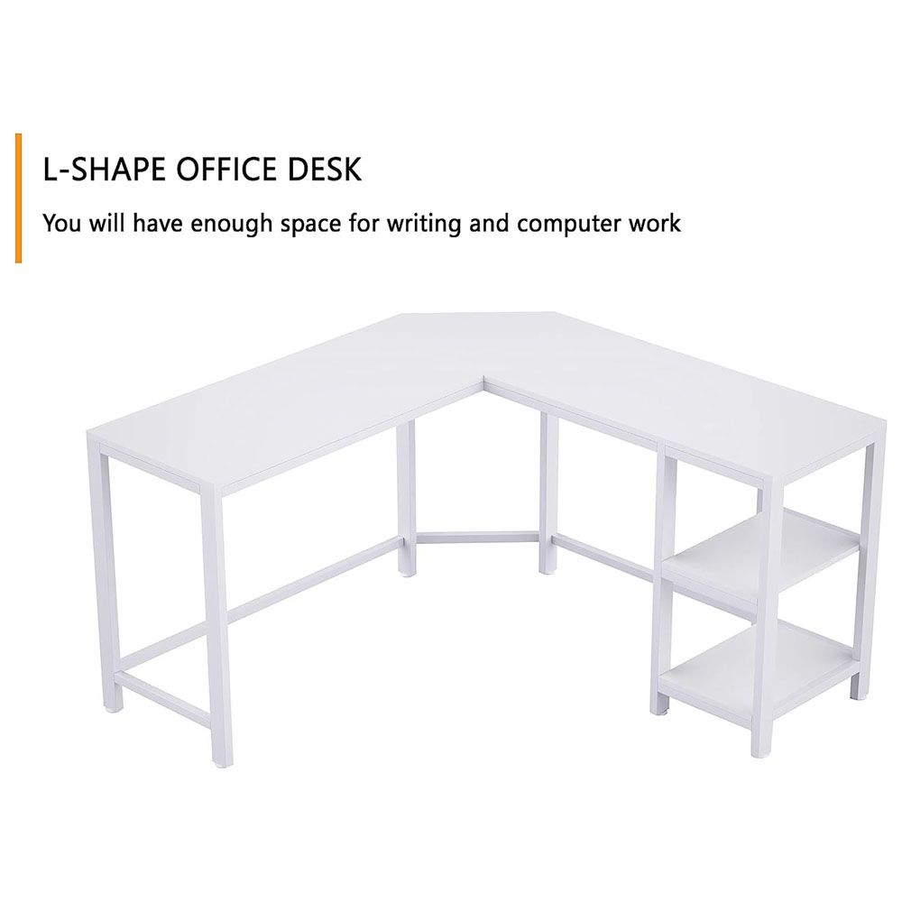 L shaped shop white desk