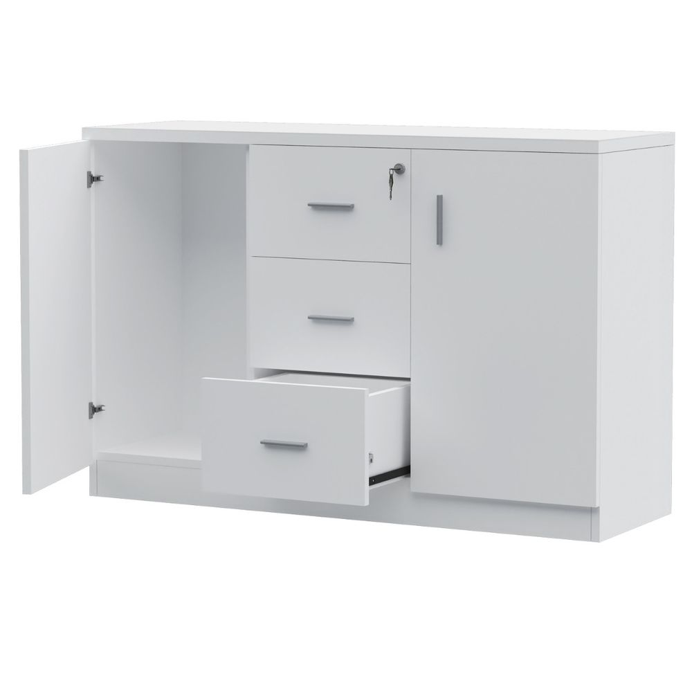 Storage Cabinet for Home Office (White Credenza)