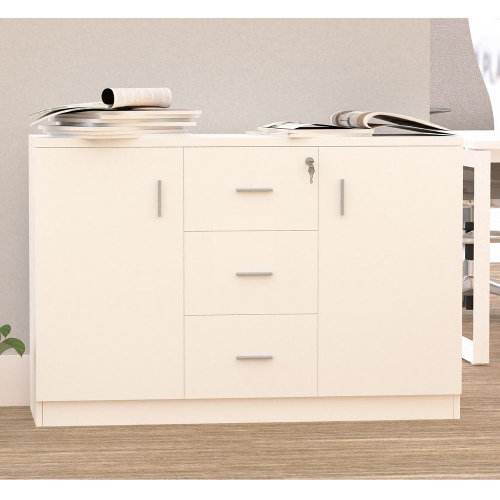 Storage Cabinet for Home Office (White Credenza)