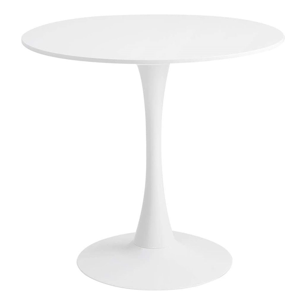 Modern Round Dining Table White With Pedestal Base In Tulip Design, Mid-Century Leisure Table For Kitchen Dining Room &amp; Living Room
