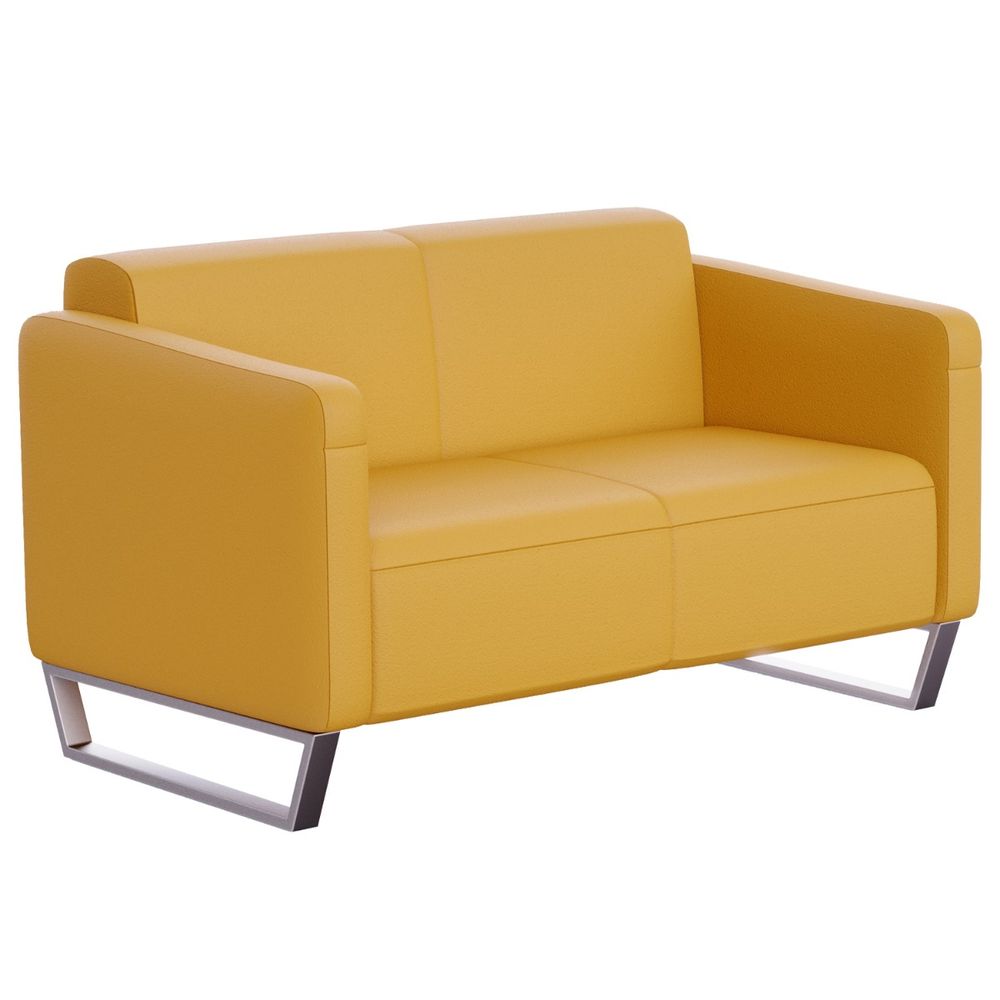 أريكة Mahmayi 2850 بمقعدين من جلد الصندل من جلد البولي يوريثان مع تصميم حلقة الساق - مقعد صالة مريح لغرفة المعيشة أو المكتب أو غرفة النوم (مقعدان، صندل، أرجل دائرية)
