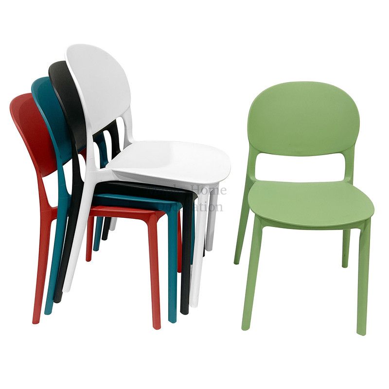 Stackable Plastic Dining Chairs Molded Side Chair Modern Kitchen Dining Room Indoor Outdoor Furniture