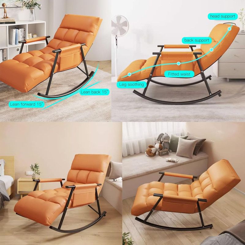 Leather modern deals rocking chair