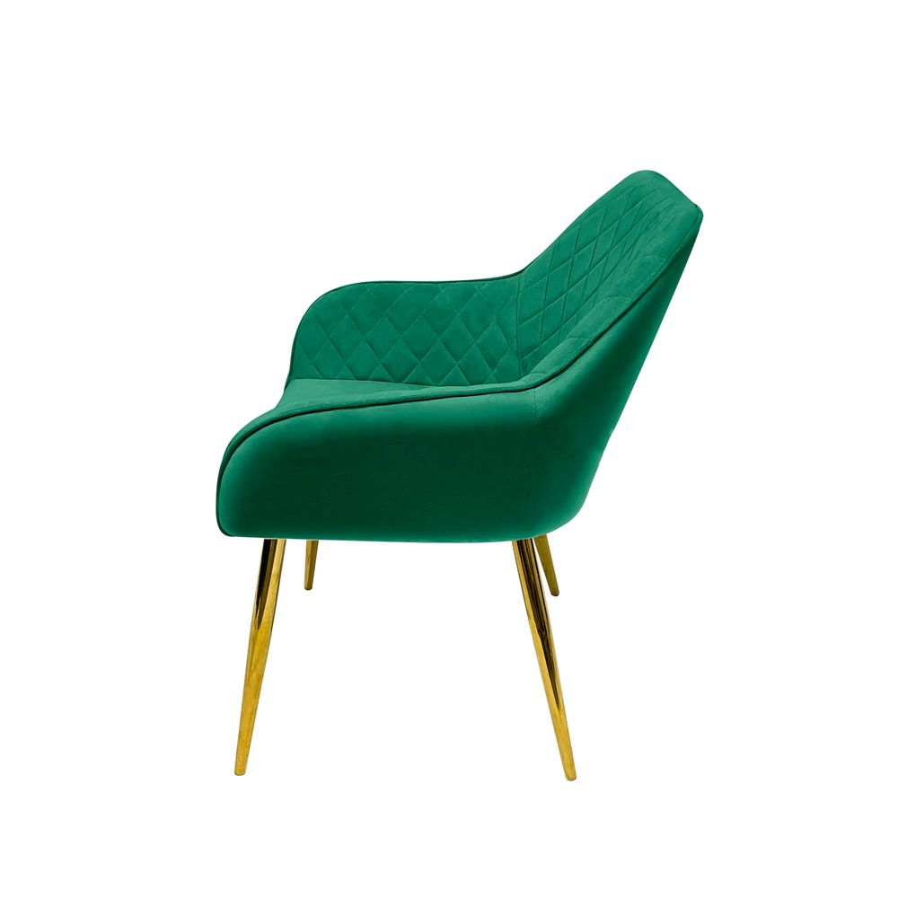 Velvet Accent Arm Dining Chair With Gold Metal Legs Kitchen Living Room Furniture Green