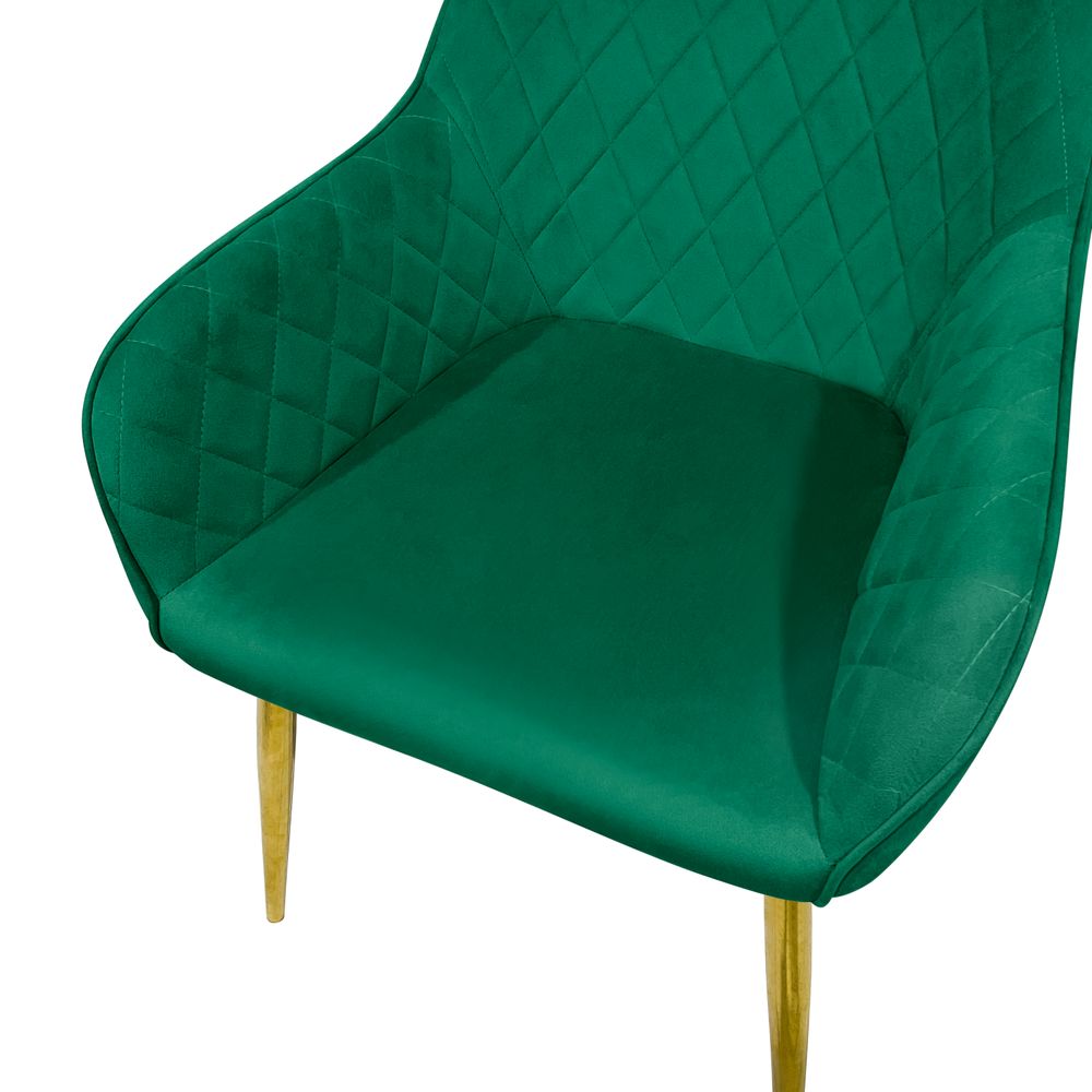 Velvet Accent Arm Dining Chair With Gold Metal Legs Kitchen Living Room Furniture Green