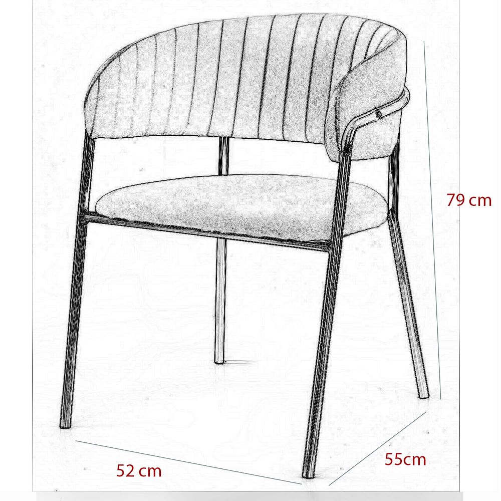 Velvet Stainless Steel Dining Chair with Golden Legs - Black