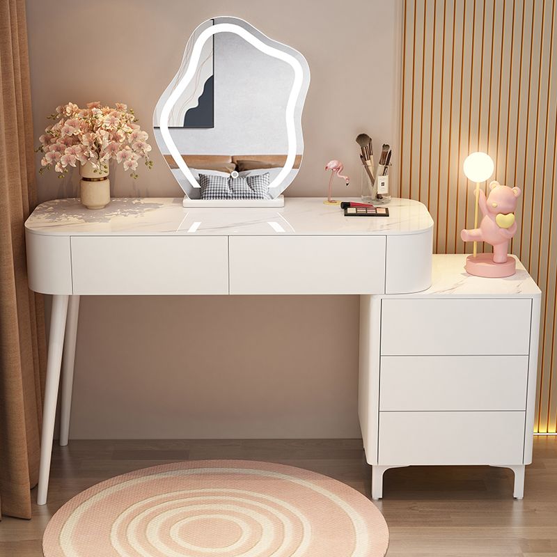 Maple Home Modern Marble Vanity Dressing Table Flip Mirror Make up Smart Touch 3 Mode Lighted LED Mirror Wood Storage Drawers cabinet for Bedroom Furniture.