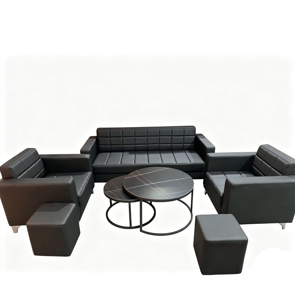 Maple Home 2-Piece Nesting Coffee Table Set, Black Marble Pattern Coffee Tables, Space-Saving Modern Center Table for Living Room