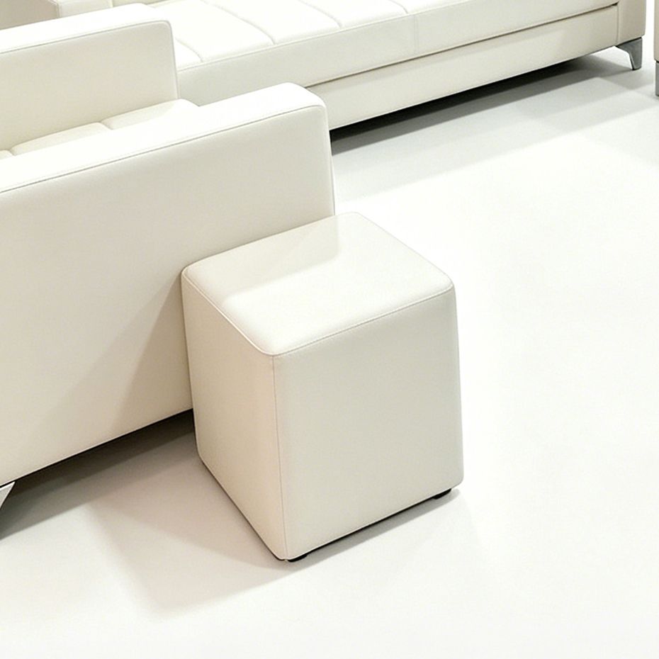 Maple Home Stool Ottoman of Office Sofa Set,White,PU Leather,for Office Living Room