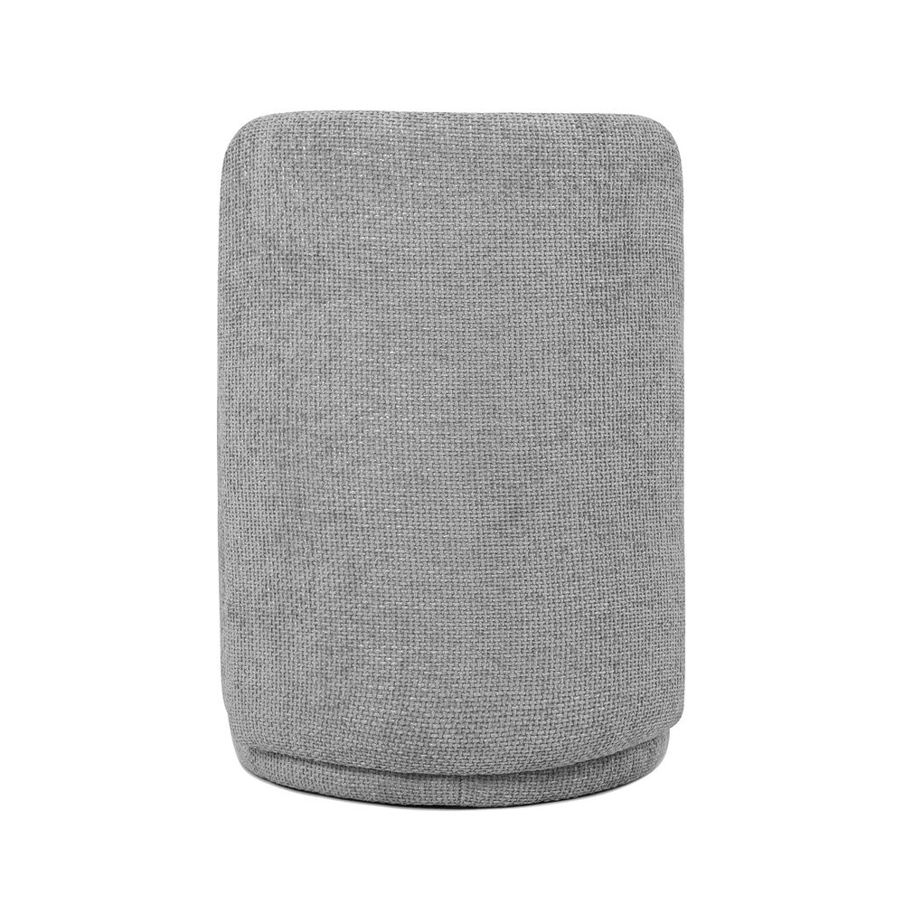 Maple Home Ottoman Boucle Fabric Round Stool with Backrest, Dark Gray
