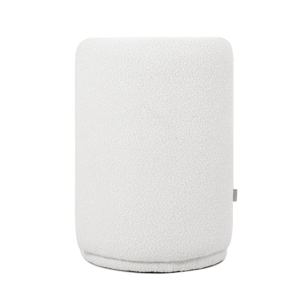Maple Home Ottoman Boucle Fabric Round Stool with Backrest, White
