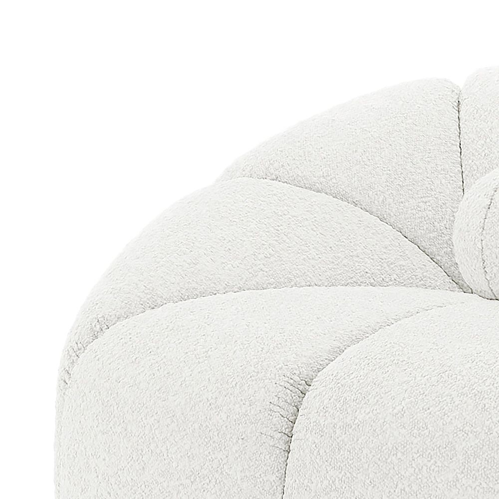 Maple Home Accent Chair Boucle Fabric,Single Chair,1-Seater Sofa,With 1 Ball Pillow, White