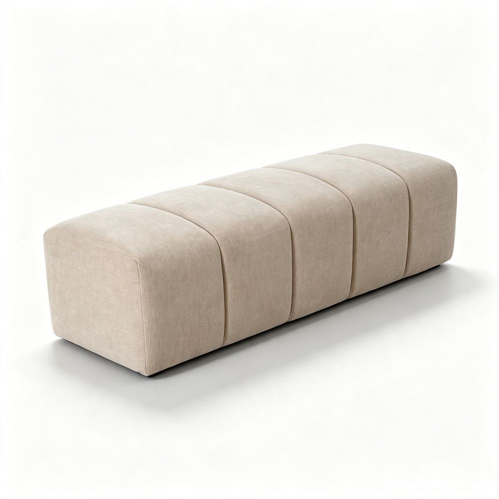 MAPLEHOME 120cm Fabric Ottoman Bench Light Brown