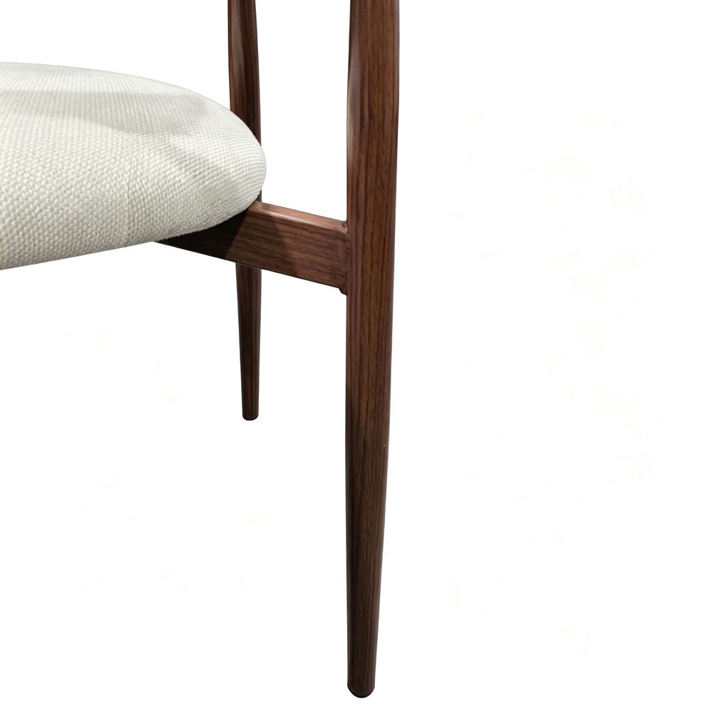 MAPLEHOME 48cm Fabric Dining Chair Beige with Walnut Pattern Metal Frame