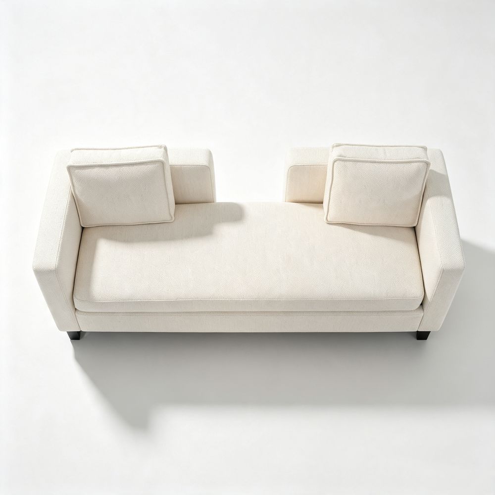MAPLEHOME 190cm 3-Seater Fabric Sofa Beige with Black Wood Legs