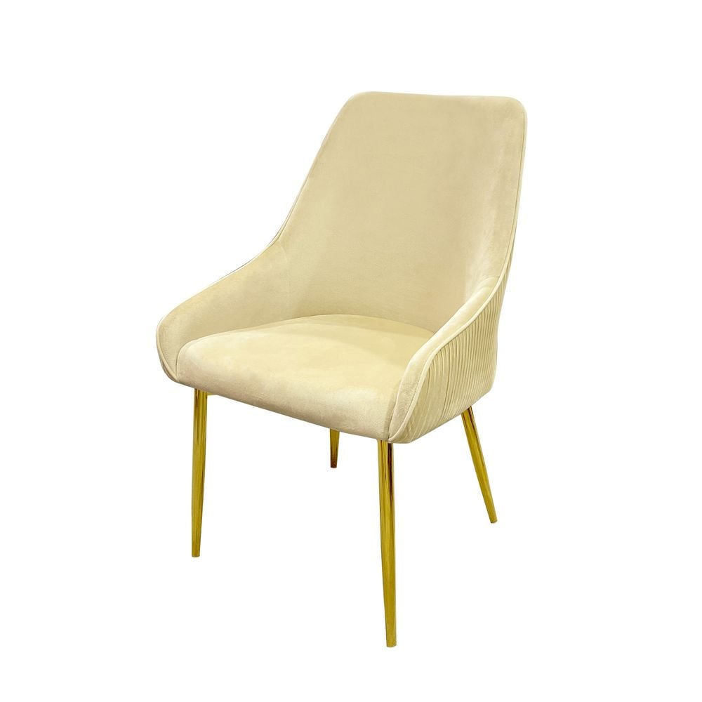 MAPLEHOME Velvet Dining Chair Beige For Dining Room