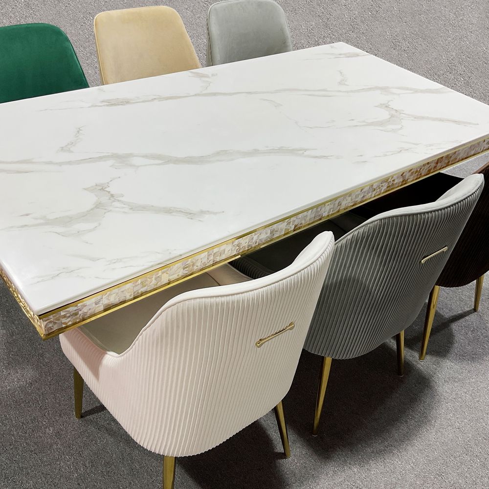 MAPLEHOME Velvet Dining Chair Beige For Dining Room