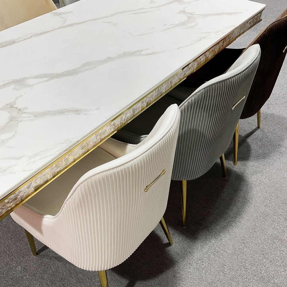 MAPLEHOME Velvet Dining Chair White For Dining Room