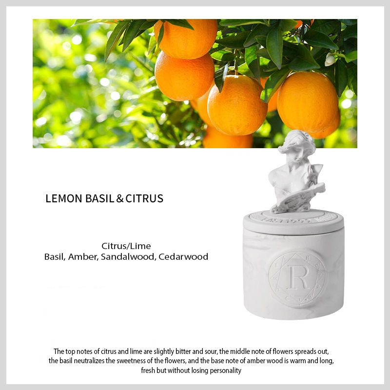 Lemon Basil and Citrus Scented Candle With Top Closure and Modern Luxury Look
