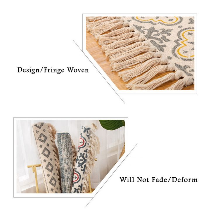 Ethnic Style Handwoven Tassel Carpet For Living Room Bedroom (Size 60×90CM)