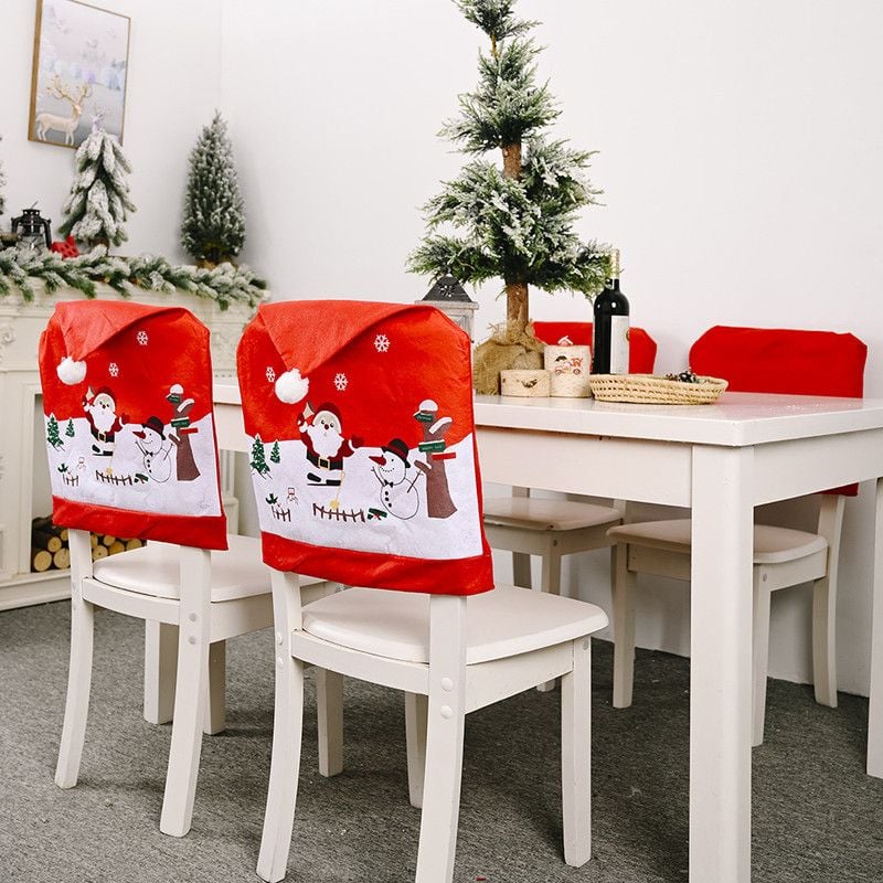 مجموعة من 2 غطاء كرسي عيد الميلاد المزخرف بمقاس قياسي.