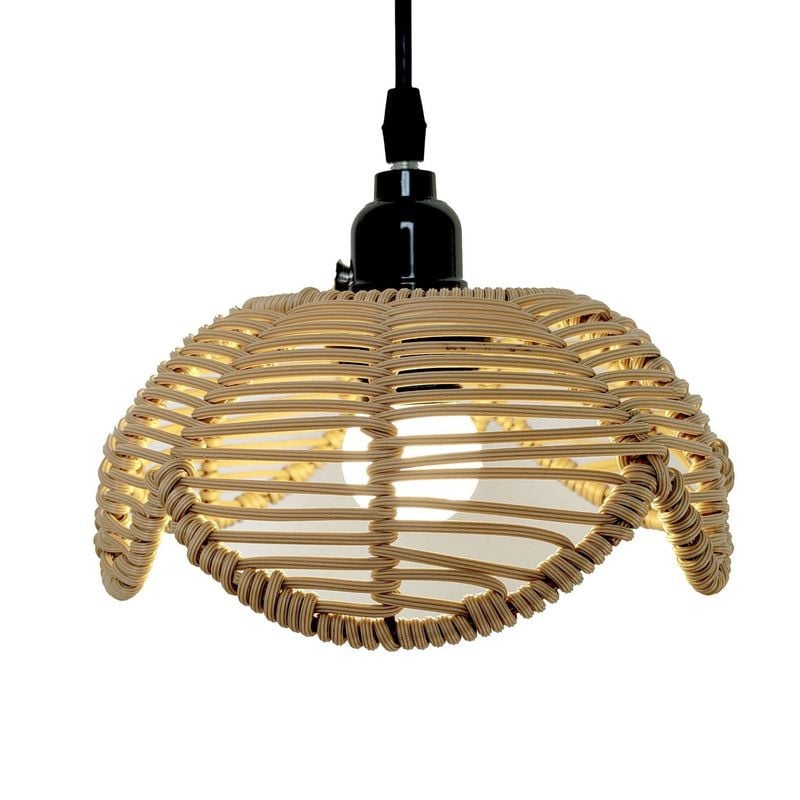 Hand Woven Rattan Cage Pendant Light Cover With Aesthetic Design (Size 25x30CM)